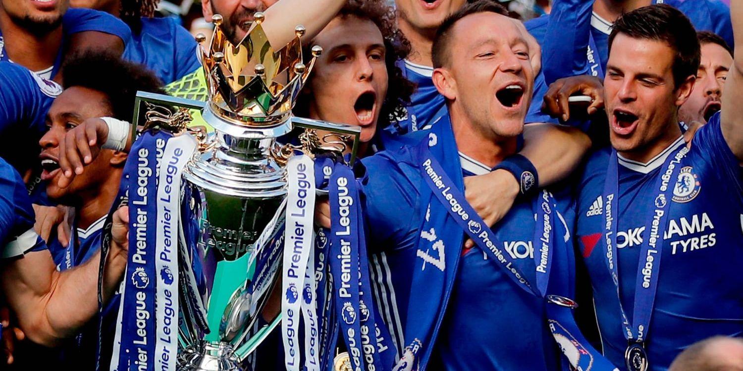 Chelsea firade Premier League-titeln efter matchen mot Sunderland i söndags.