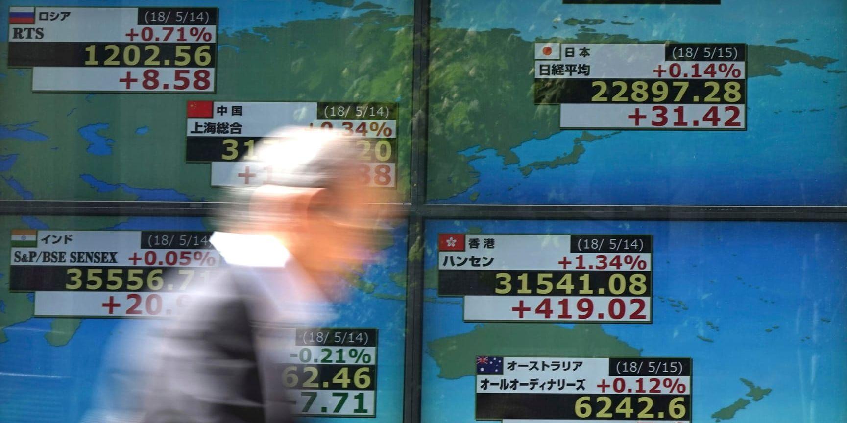 Tokyo stängde uppåt medan Kinabörserna faller i den avslutande handeln. Arkivbild.
