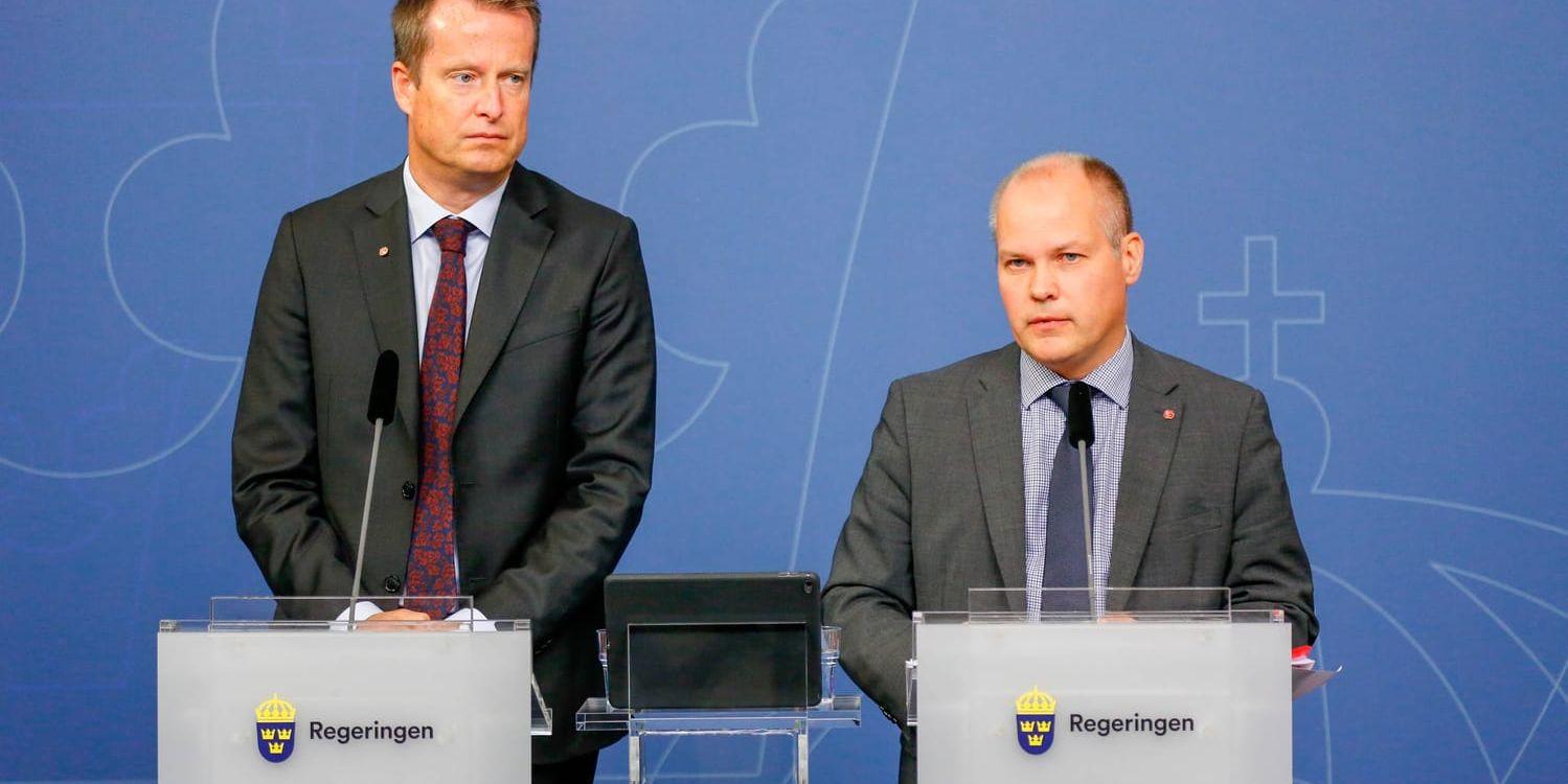 Inrikesminister Anders Ygeman (S) och justitie- och migrationsminister Morgan Johansson (S). Arkivbild.