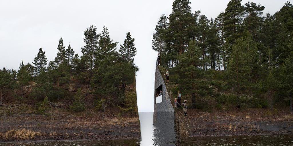Jonas Dahlbergs minnesmonument &quot;Memory wound&quot; vid Sørbråten, i närheten av Utøya, var tänkt att skära igenom naturen som ett sår. Projektet stoppades efter protester av kringboende.