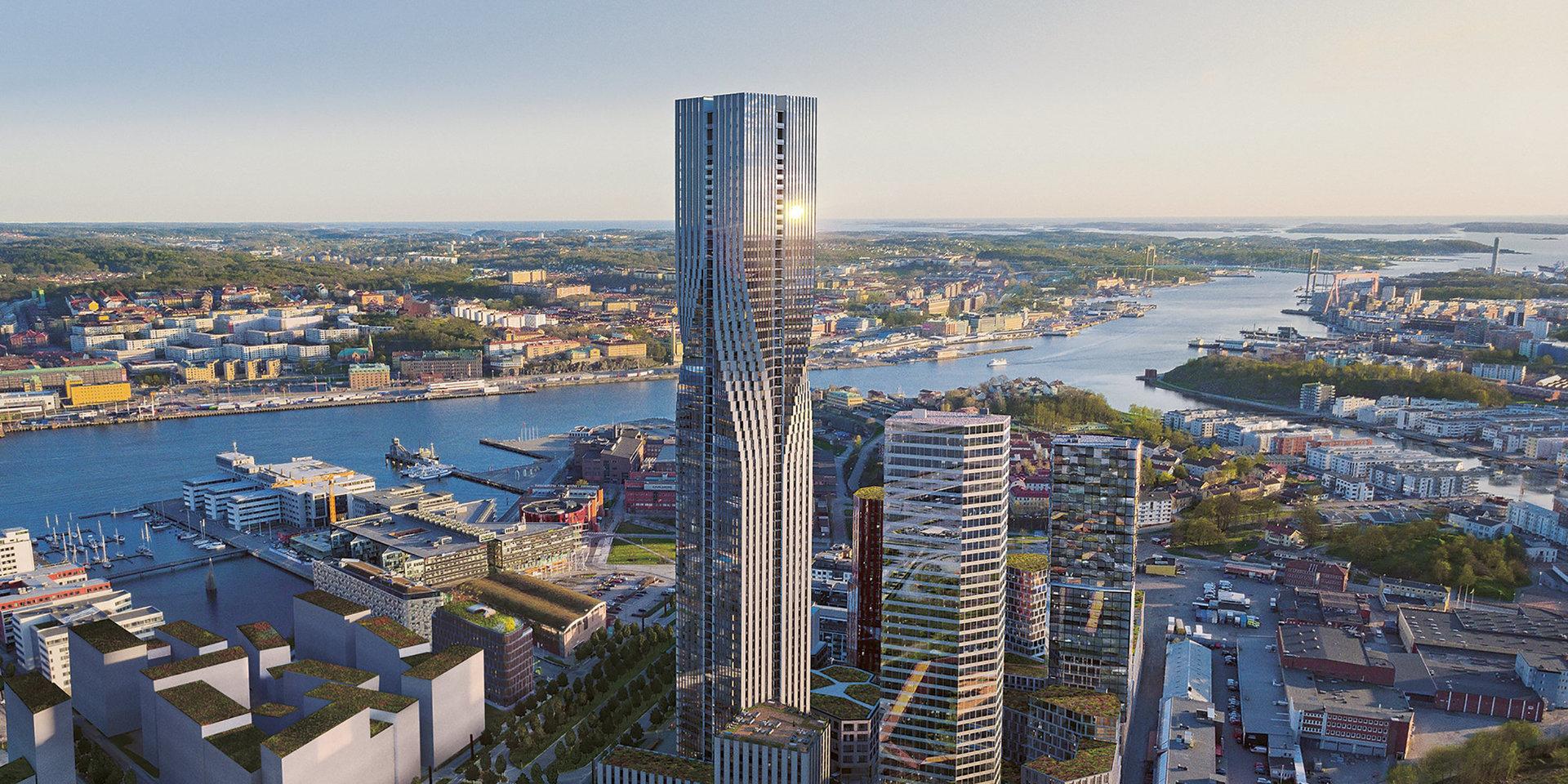 Göteborgsföretaget Serneke Group är på väg att sälja det omtalade Karlatornet till ett internationellt bolag. Så här är det tänkt att tornet ska se ut, enligt en bild från Serneke. Arkivbild.