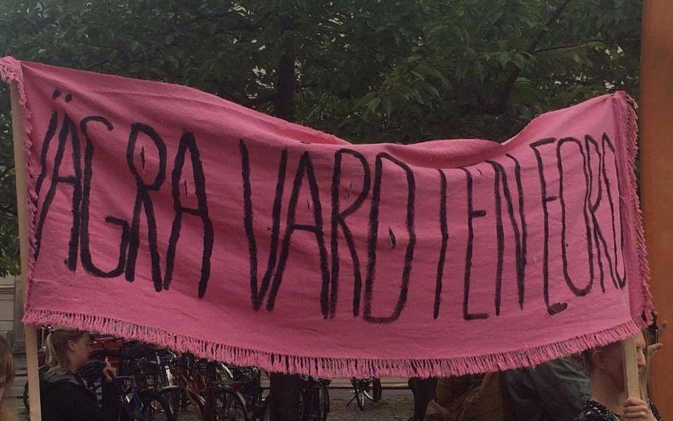 Flera hade hemmagjorda plakat med sig till marchen mot BB-krisen som startade på Järntorget i Göteborg. Bild: Axel Tollens
