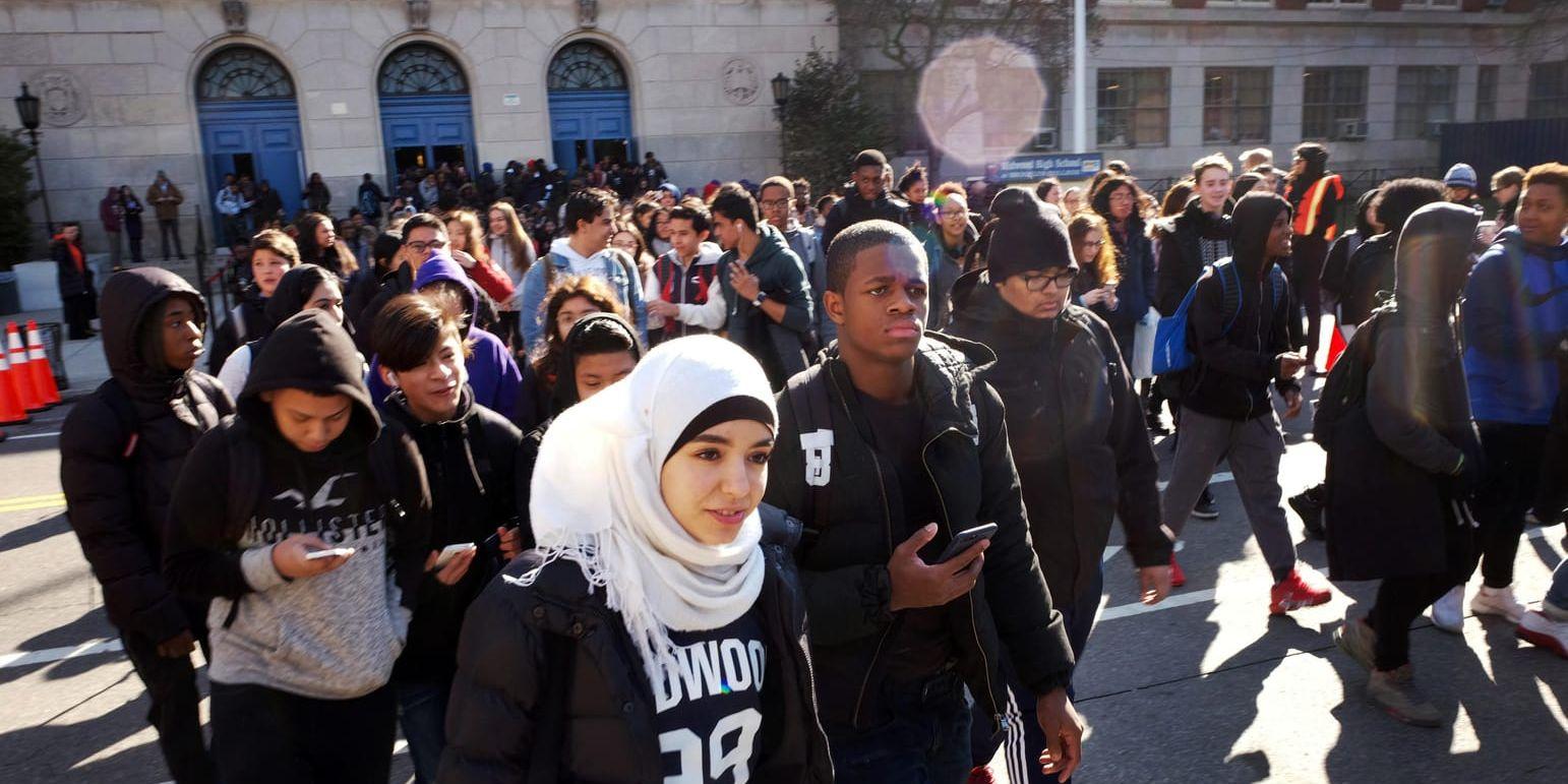 Studenter över hela USA lämnar klassrummen i 17 minuter i protest mot skolskjutningar.