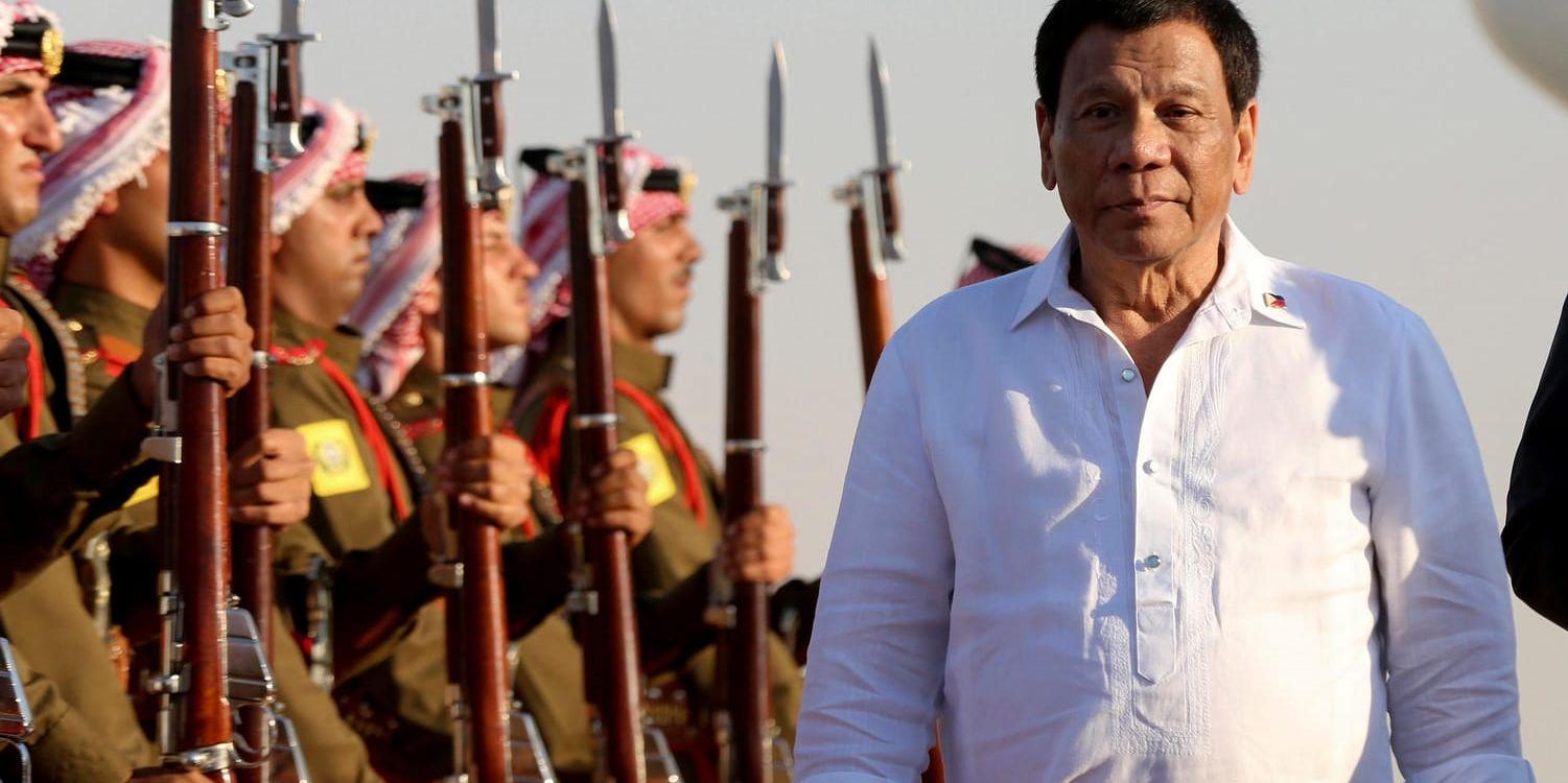 Rodrigo Duterte vid ett statsbesök i Jordanien. Arkivbild.
