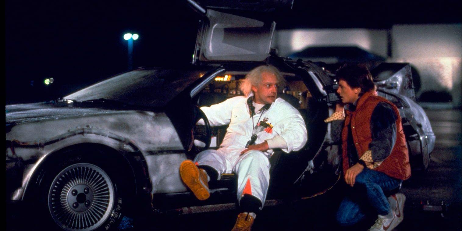 Christopher Lloyd och Michael J Fox i "Tillbaka till framtiden". Arkivbild.