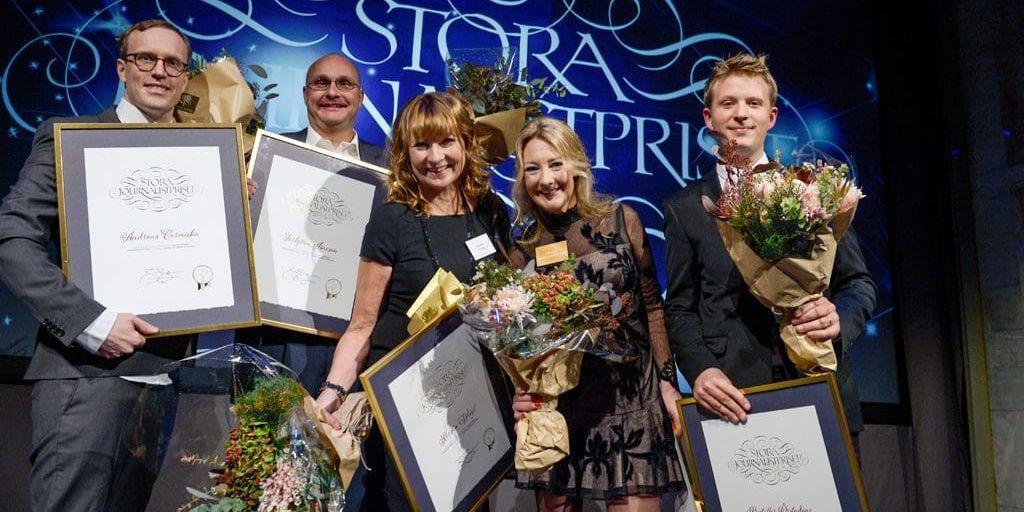 Årets pristagare med sina diplom då Stora Journalistpriset 2015 delades ut på torsdagen.