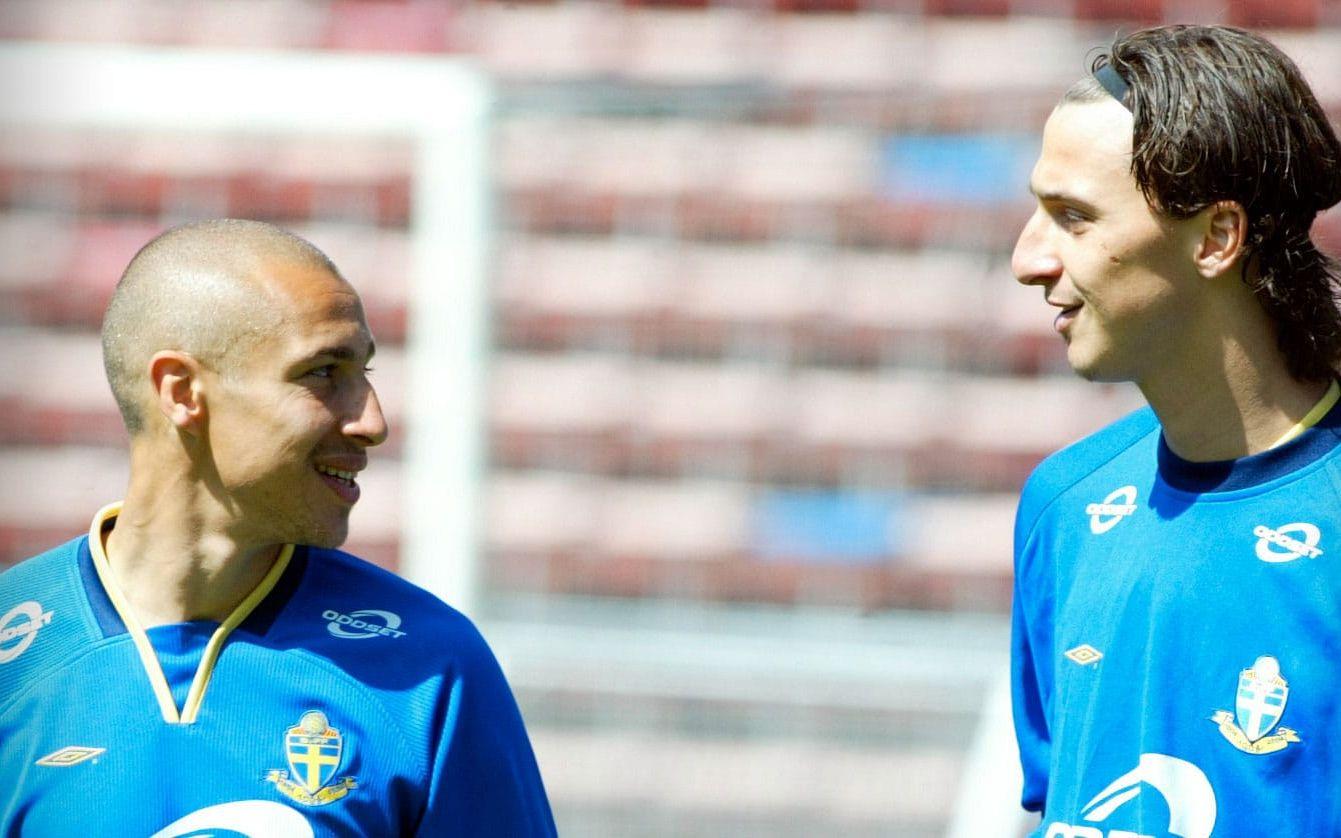 Två svenska anfallsstjärnor, Henrik Larsson och Zlatan Ibrahimović. Foto: Bildbyrån