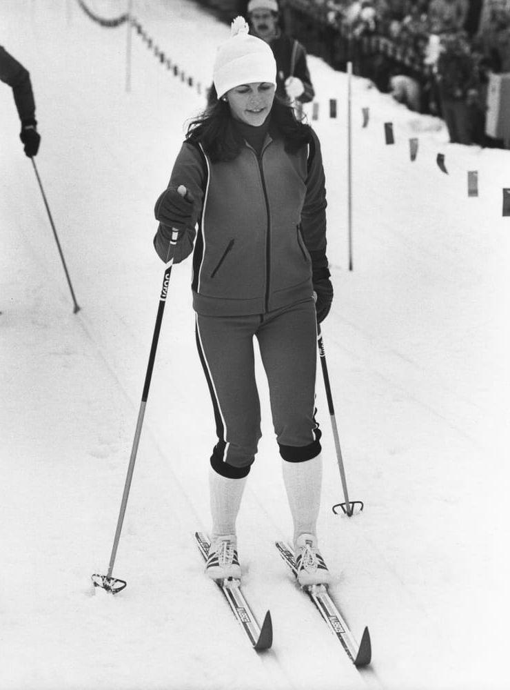 6 mars, 1978: Silvia under skidspelen i Falun.