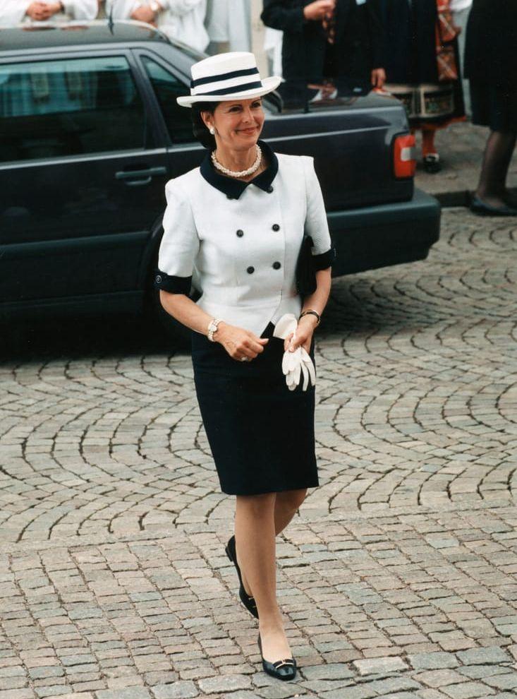 14 juni, 1997: Silvia anländer till firandet av Kalmarunionens 600-årsjubileum.