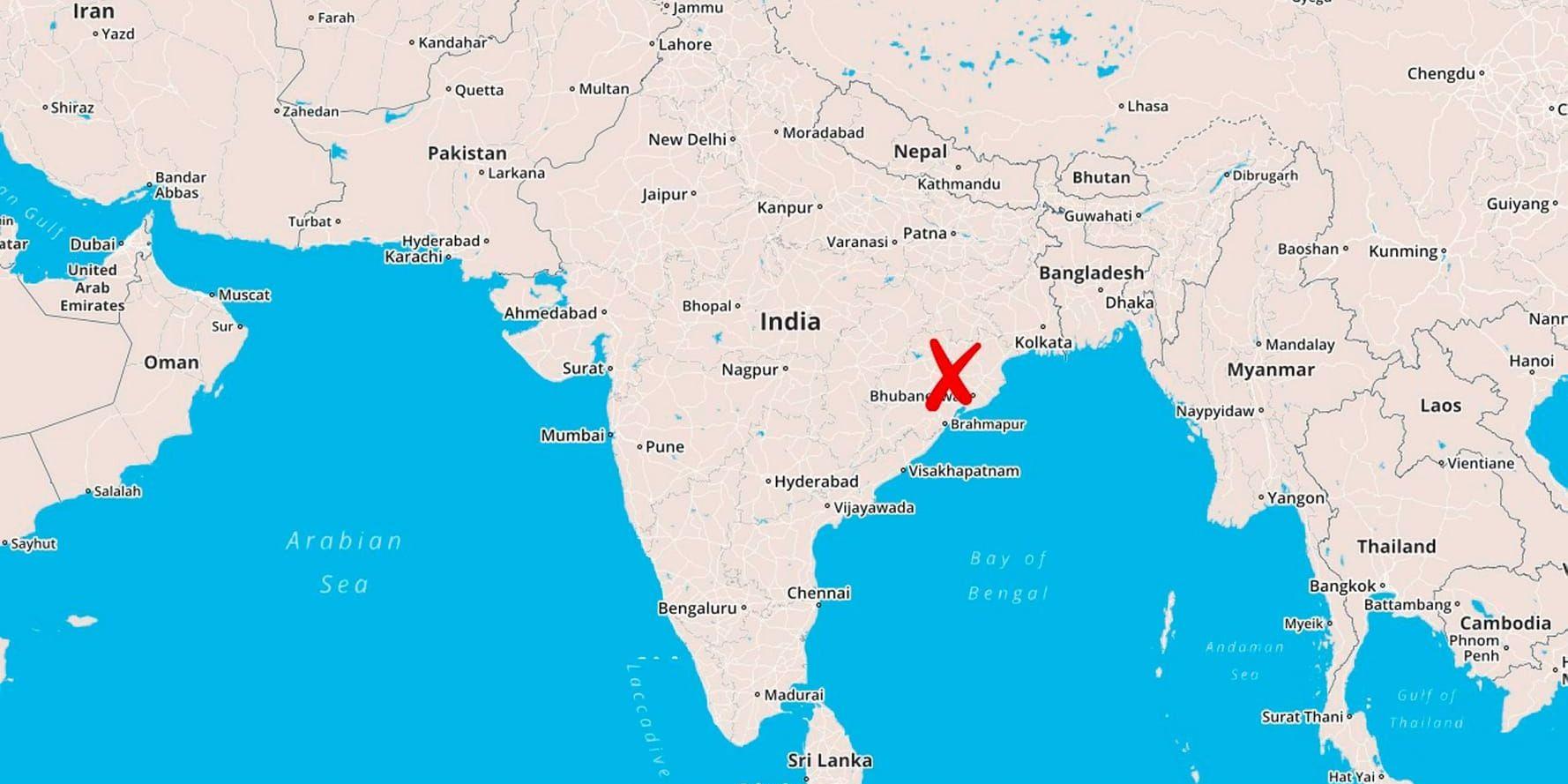 Delstaten Odisha i Indien.