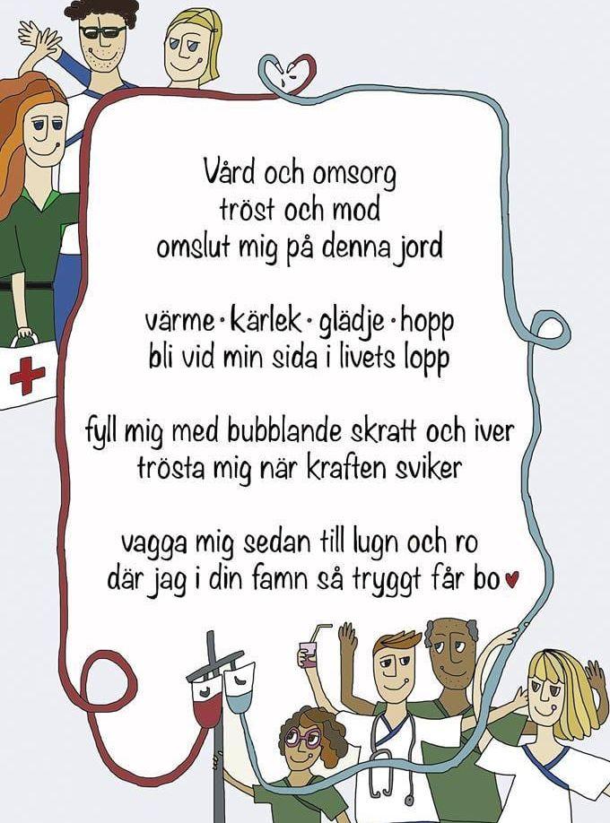 Bland annat blev det en affisch och en matbricka med enkla och positiva budskap som hon nu skickat till Västra Götalandsregionen. Bild: Privat

