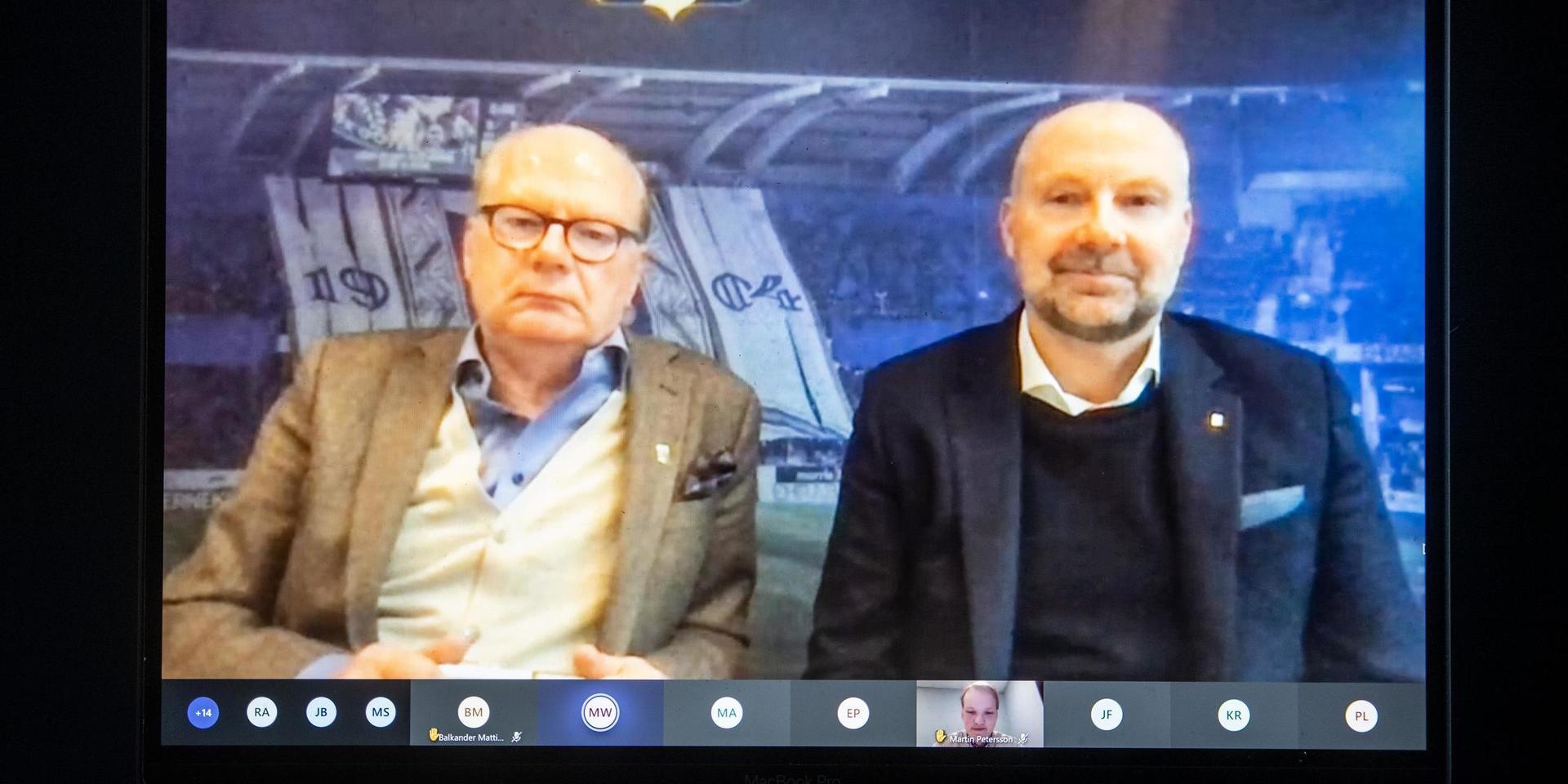 IFK Göteborgs ordförande Mats Engström och nya klubbdirektören Håkan Mild under en digital pressträff.