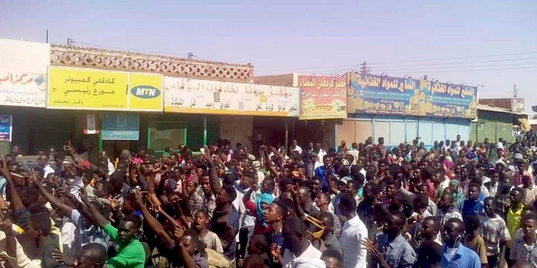 En bild från tillhandahållen från en sudanesisk aktivist som visar demonstrationerna i Kordofan i Sudan på juldagen.