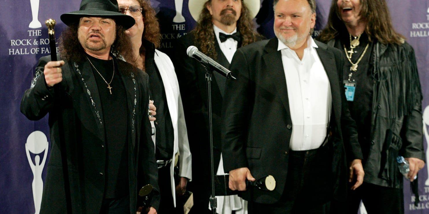 Lynyrd Skynyrd vid invalet i Rock and Roll Hall of Fame 2006. Från vänster till höger: Gary Rossington, Billy Powell, Artimus Pyle, Ed King och Bob Burns. Arkivbild.