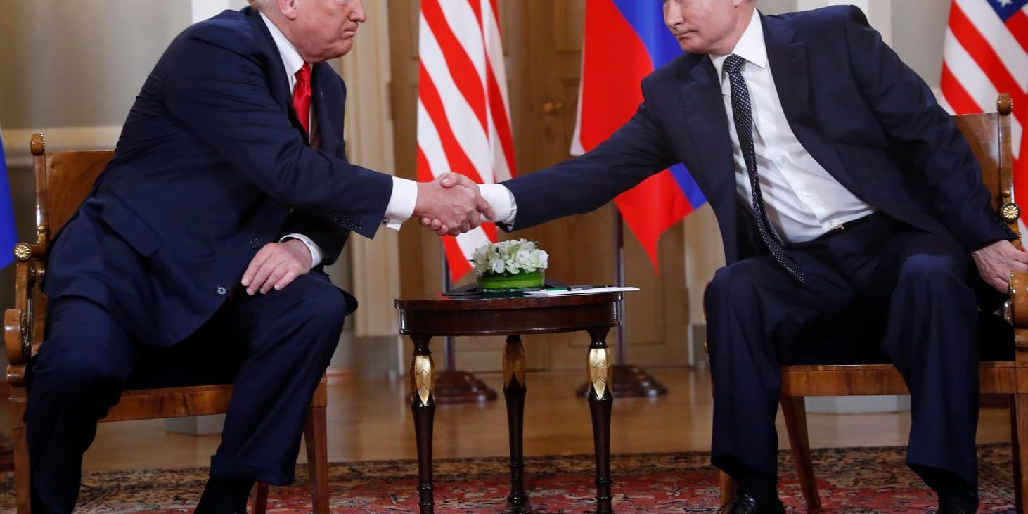 Presidenterna Donald Trump och Vladimir Putin vid toppmötet i Helsingfors.