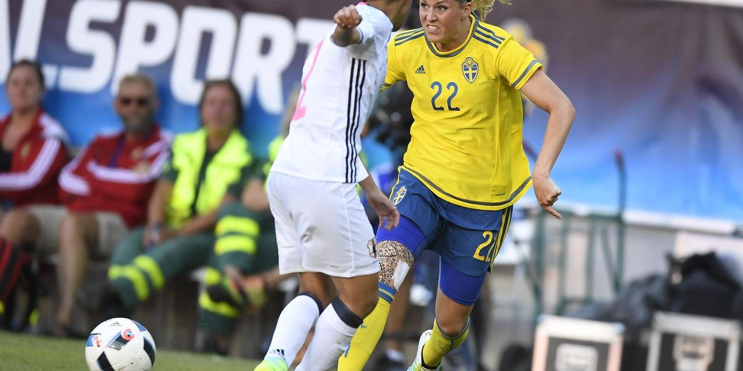 Olivia Schough gjorde, enligt uppgift, två av Sveriges mål i 4–0-segern mot Sydafrika i torsdagens inofficiella landskamp. Arkivbild.