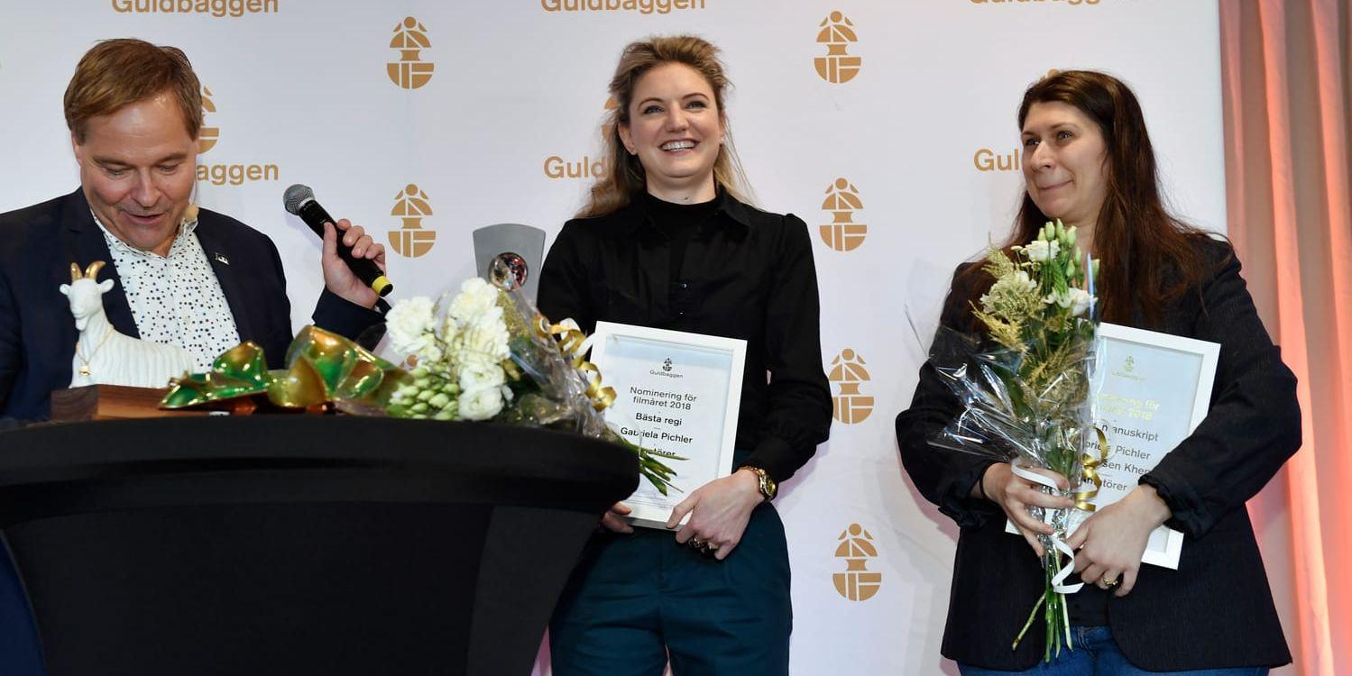 Regissör Gabriela Pichler och producenten Anna Maria Kantarius som nominerats till guldbagge för filmen Amatörer som bästa film.