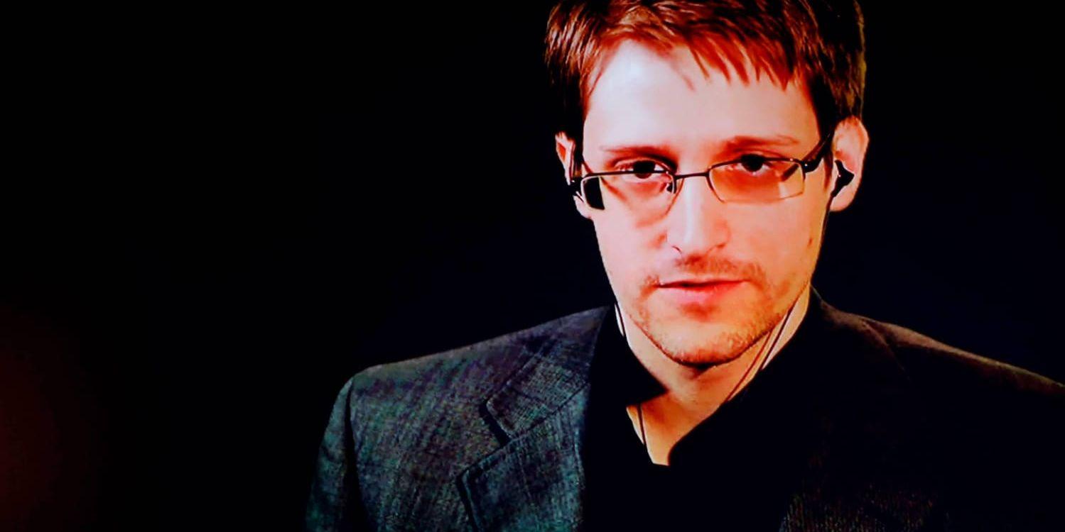 Edward Snowden deltog via videolänk på en prisutdelning 2015. Arkivbild.
