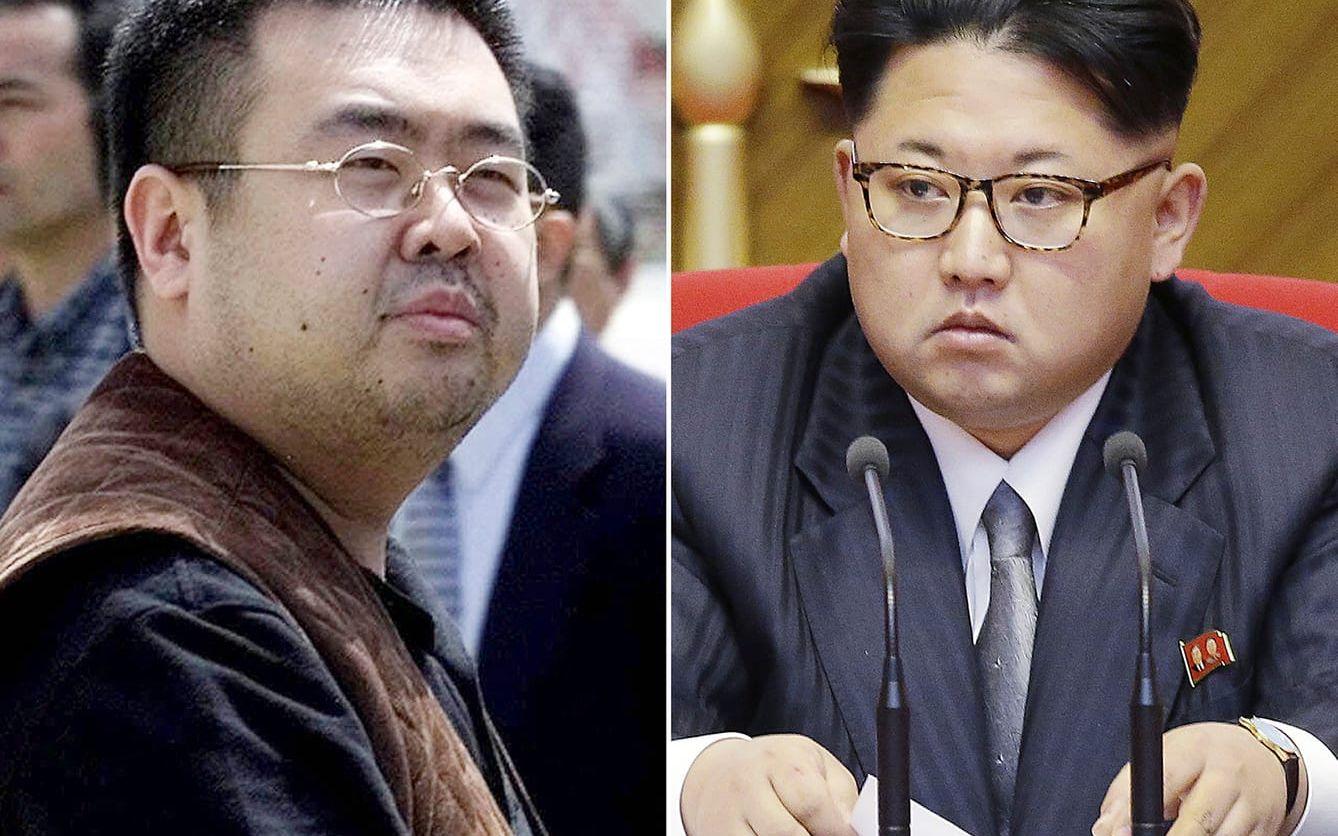 Kim Jong-Nam, till vänster, var halvbrod till Nordkoreas diktator Kim Jong-Un. FOTO: AP
