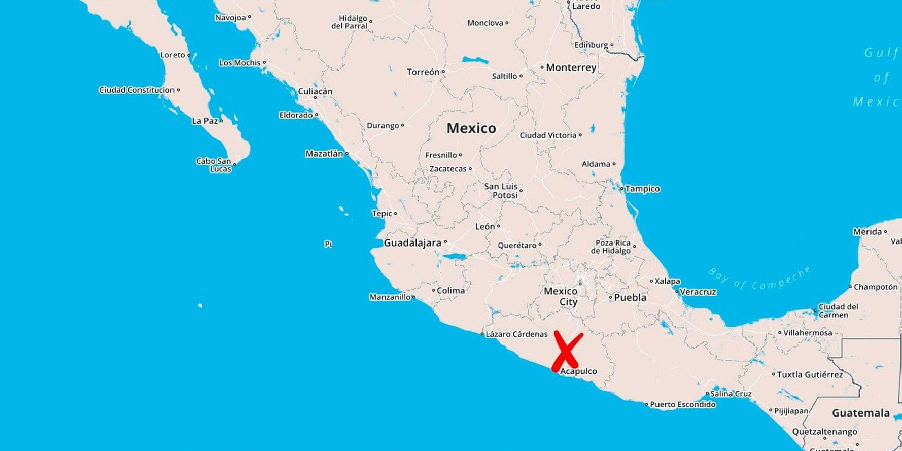 Acapulcos läge i Mexiko.