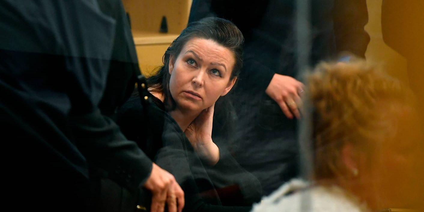 Johanna Möller under rättegången där hon åtalas för mord och mordförsök på sina föräldrar samt anstiftan till mord på sin make. Arkivbild.