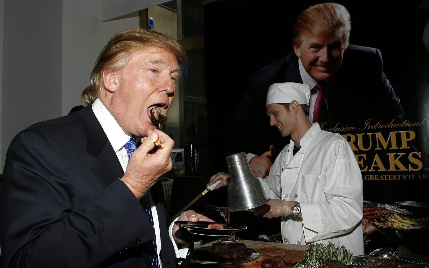 <strong>8 maj, 2007:</strong> Miljardären lanserar Trump Steaks som marknadsförs som "World's greatest". Priset varierade från 199 till 999 beroende på val av kött. Foto: Stella