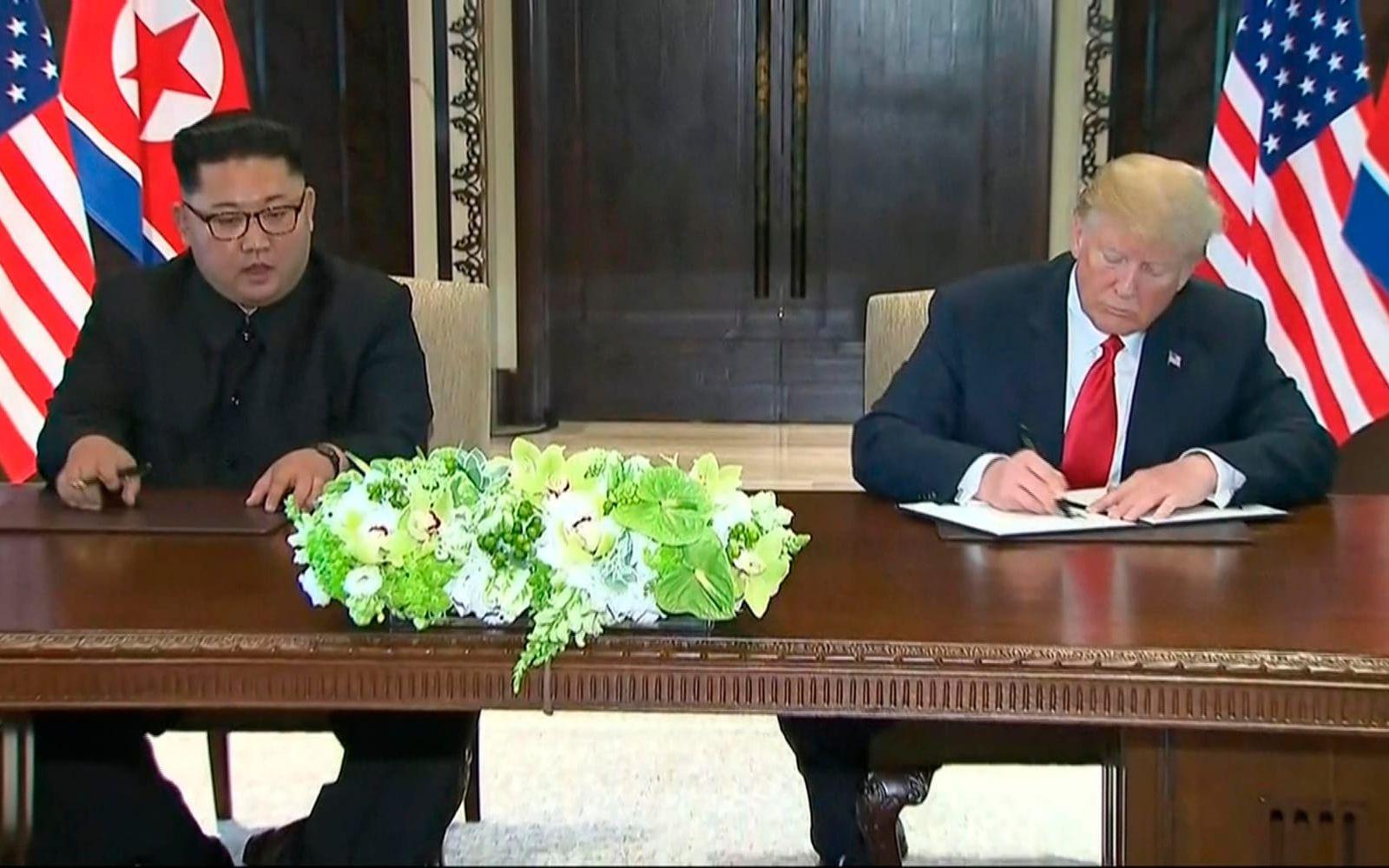 Kim Jong-Un och Donald Trump.
