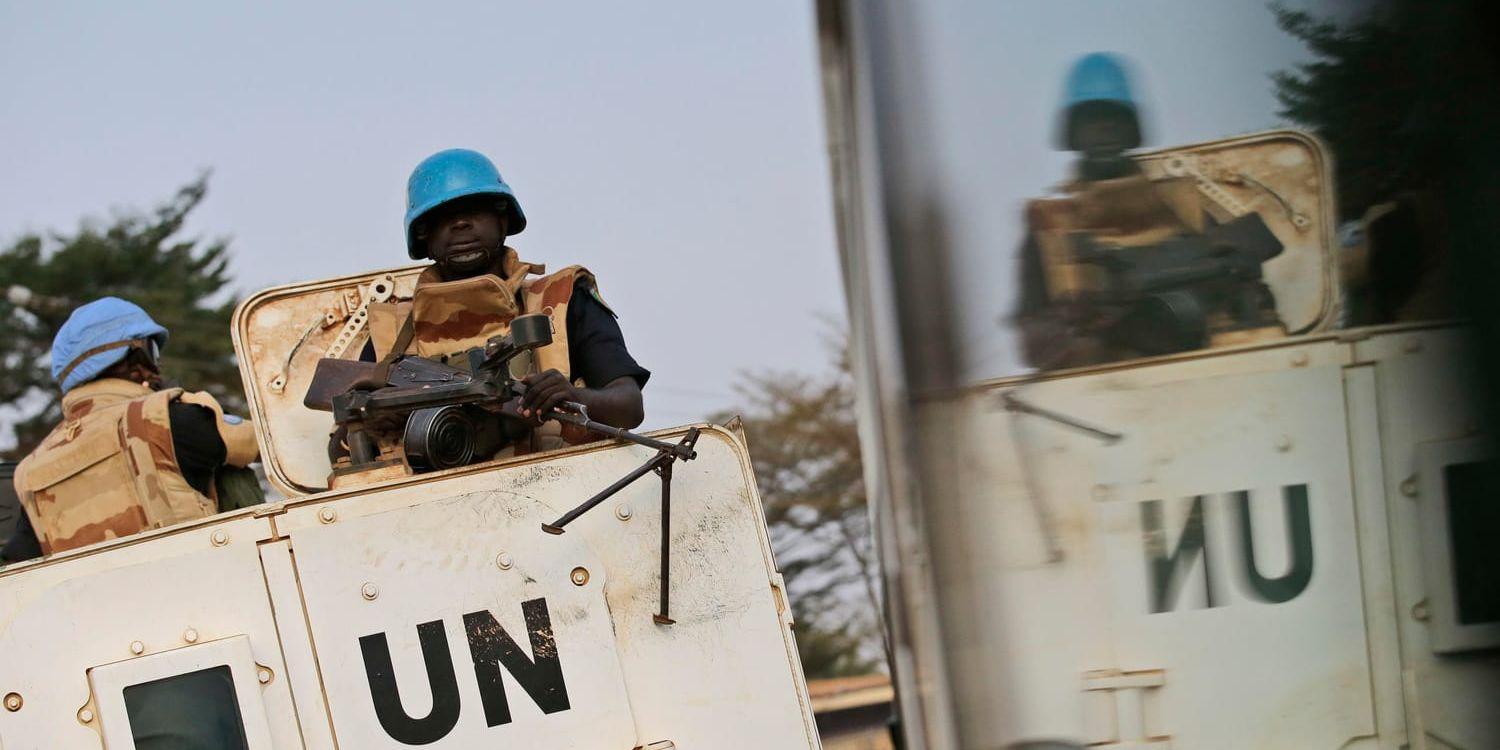 FN har runt 12 500 soldater och polis i Centralafrikanska republiken. Arkivbild.