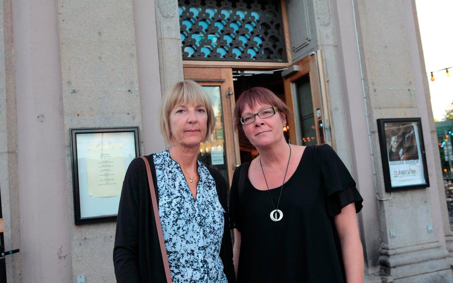 Agneta Andersson och Linda Sjögren fick inte komma in på Clandestionkonserten med Anouar Brahem på Pustervik. Bild Tomas Ohlsson