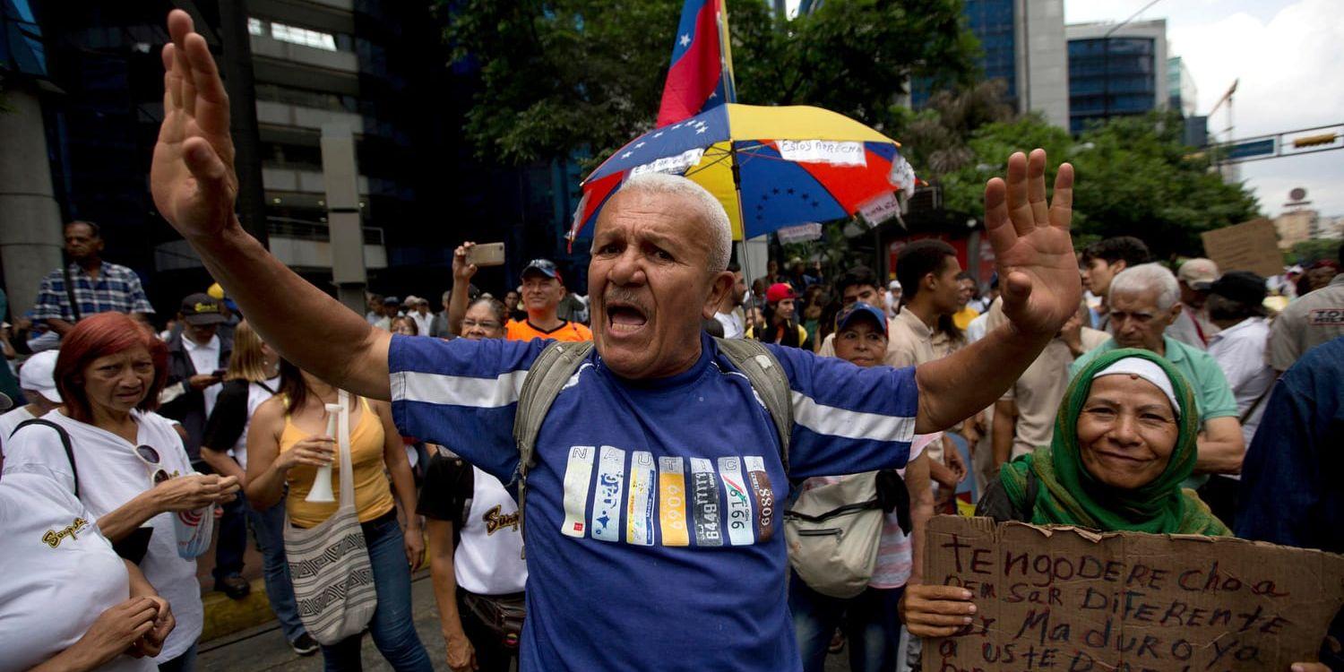 En regeringskritisk protest i Caracas i förra veckan.