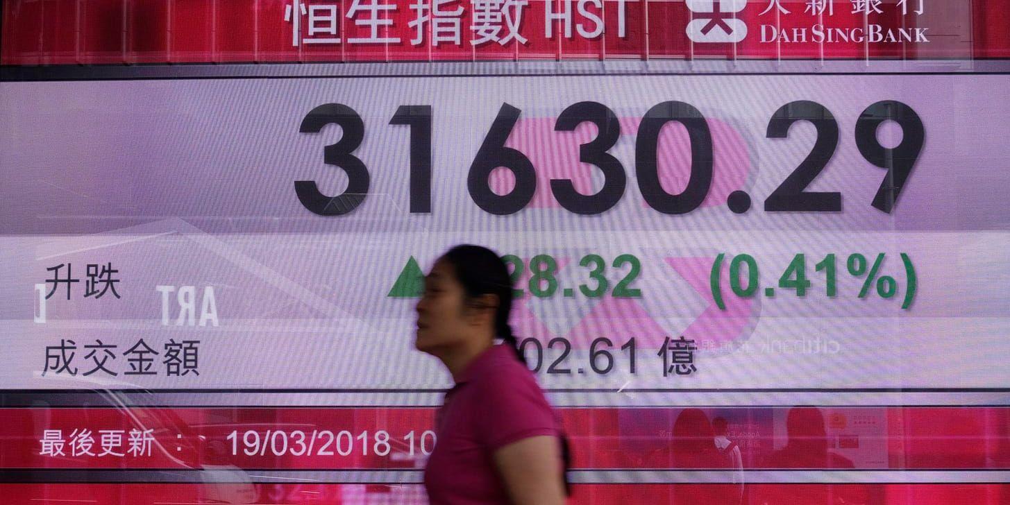 Hongkongbörsens Hang Seng-index ökar i den avslutande handeln. Arkivbild.