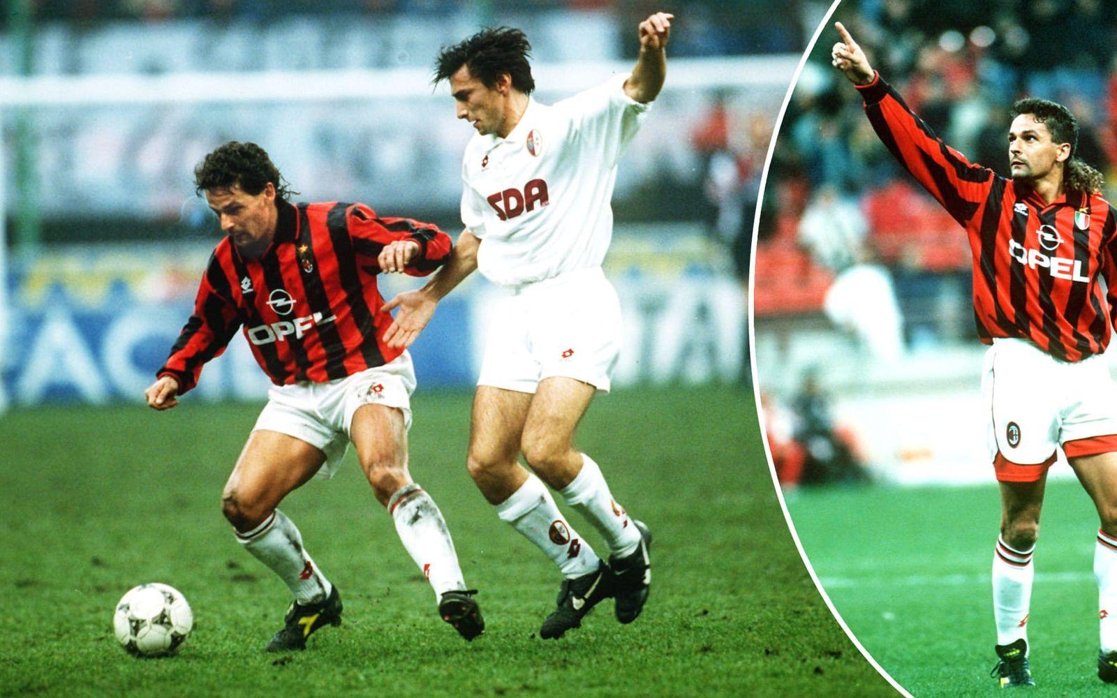 <strong>1. Roberto Baggio, från Milan till Bologna 1997.</strong> Efter två säsonger i Milano ville klubben inte förlänga med 30-åringen, som hade sett sina bästa dagar på fotbollsplanen – det trodde i alla fall Milanledningen. Foto: Bildbyrån