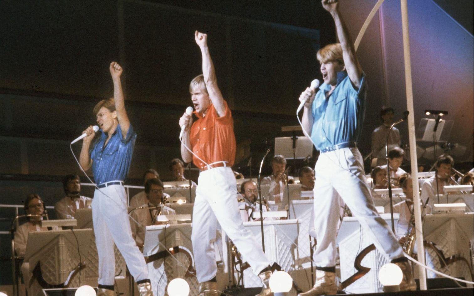 Bröderna "Herreys" vann Eurovisionsschalgerfestivalen 1984 med låten "Diggi-loo, Diggi-ley" Bild: TT
