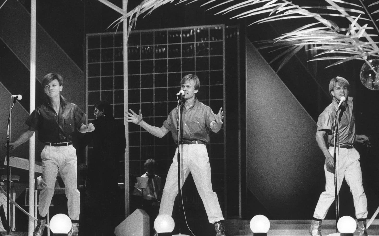 Bröderna "Herreys" vann Eurovisionsschalgerfestivalen 1984 med låten "Diggi-loo, Diggi-ley" Bild: TT
