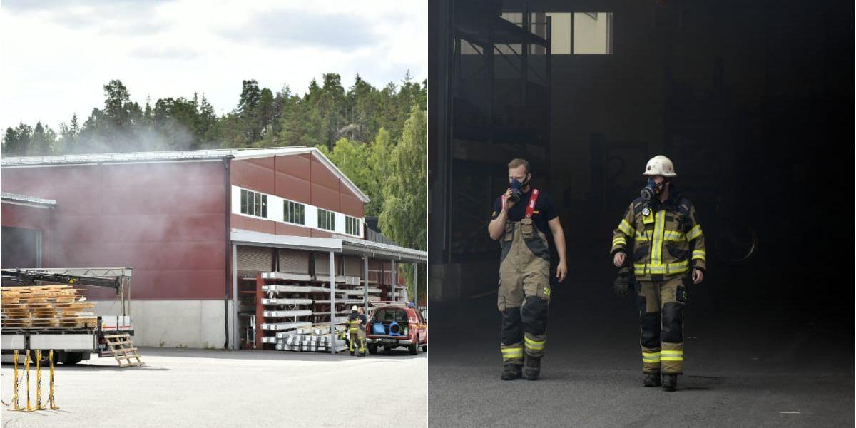 En explosion inträffade på tisdagen i en fabriksbyggnad söder om Stockholm. Tre personer fördes till sjukhus. Foto: Vilhelm Stokstad / TT.