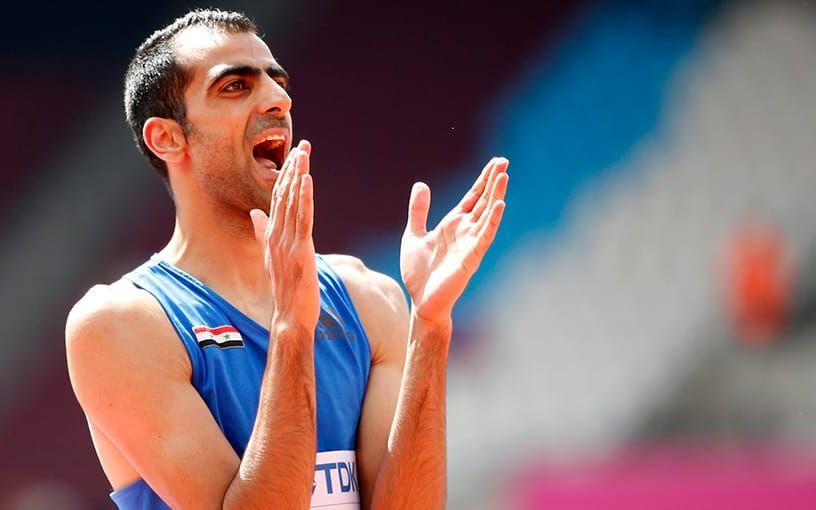 Majd Eddin Ghazal är Syriens ende friidrottare på VM. På söndagen hoppar han VM-final. Bild: TT