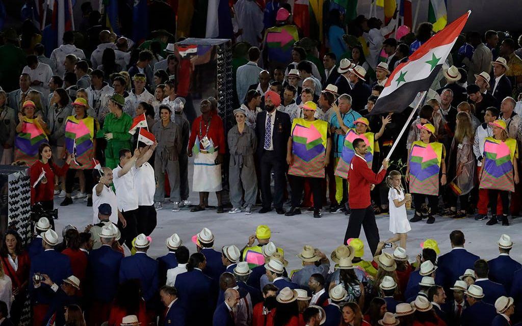 Höjdhopparen bar Syriens flagga vid OS i Rio förra året. Bild: TT