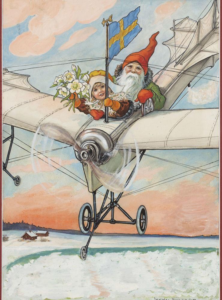 Flygande tomte 1928. Förlaga till Jultomten, utgiven 1891-1934.