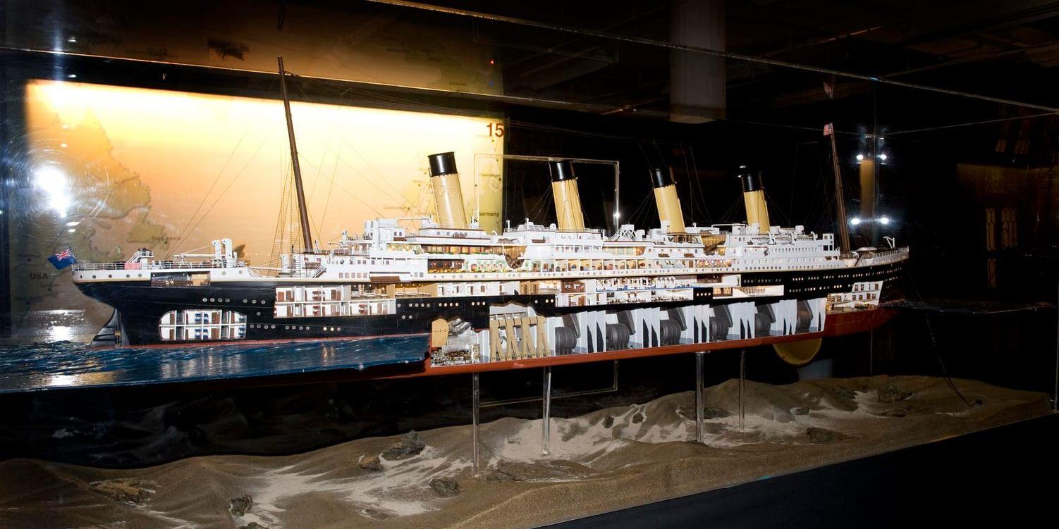Modell av Titanic vid en utställning på Sjöhistoriska museet i Stockholm 2009. Arkivbild.
