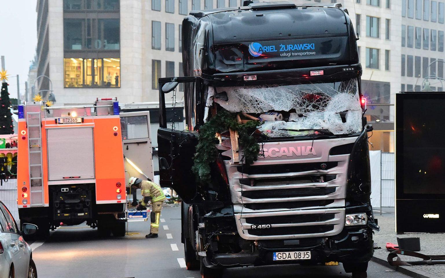 Förödelsen efter terrorattacken i Berlin. Foto: TT