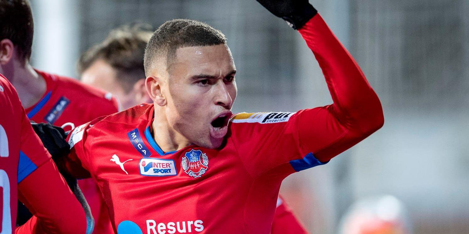 Jordan Larsson, här i Helsingborgströjan, återvänder till svensk fotboll. Anfallaren är klar för IFK Norrköping. Arkivbild.
