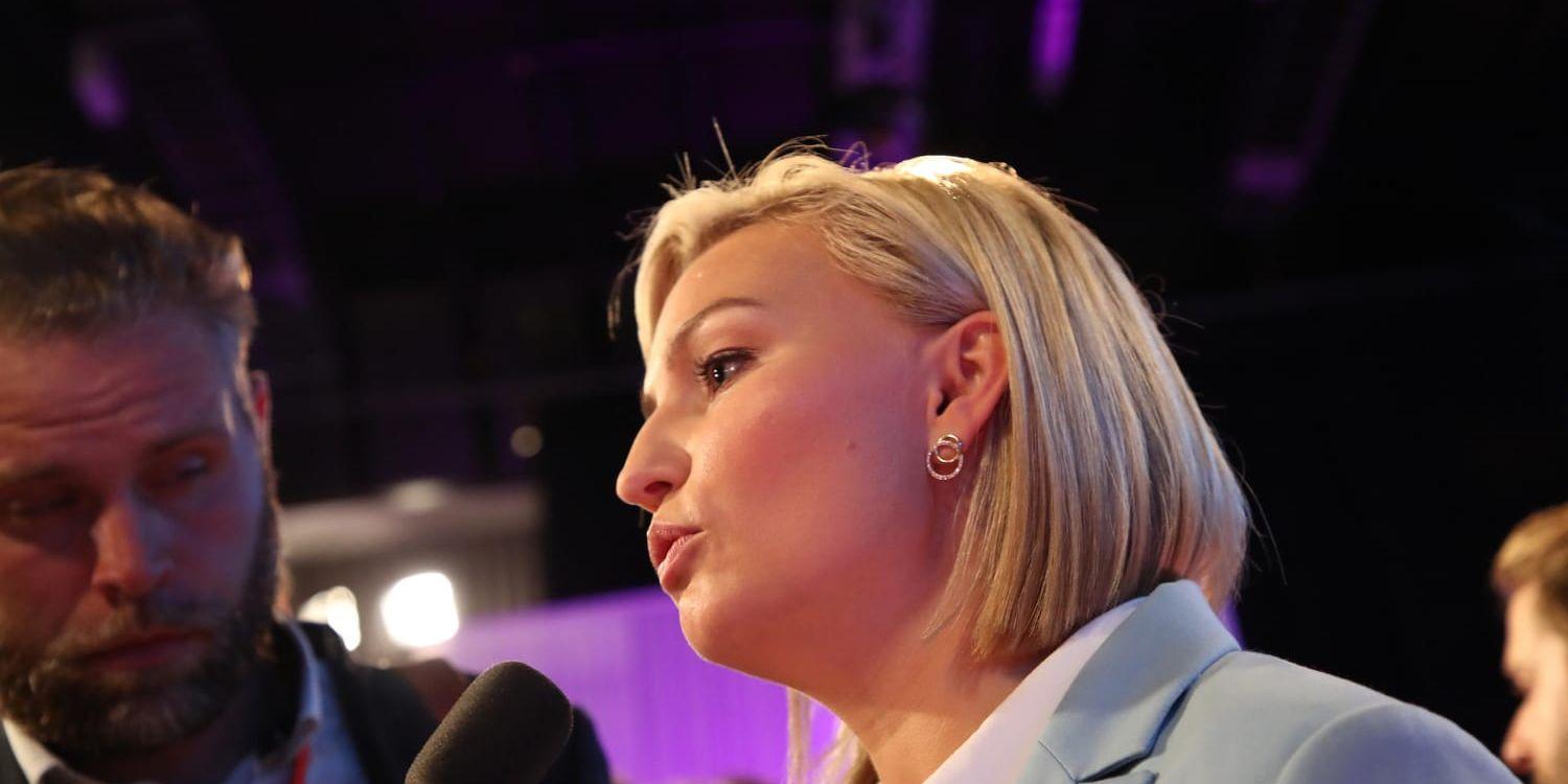 Ebba Busch Thor (KD) efter partiledardebatten arrangerad av Expressen TV och Dagens Industri.