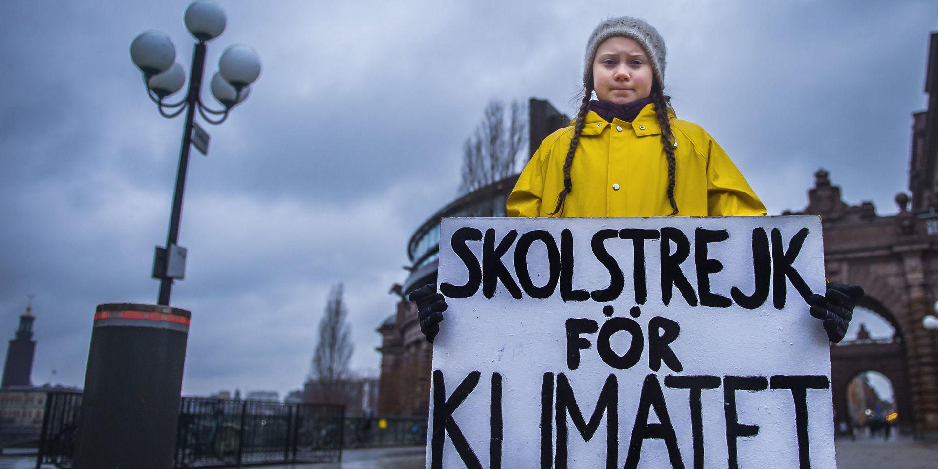 STOCKHOLM 2018-11-30
Greta Thunberg, som varje fredag strejkar utanför Riksdagshuset.