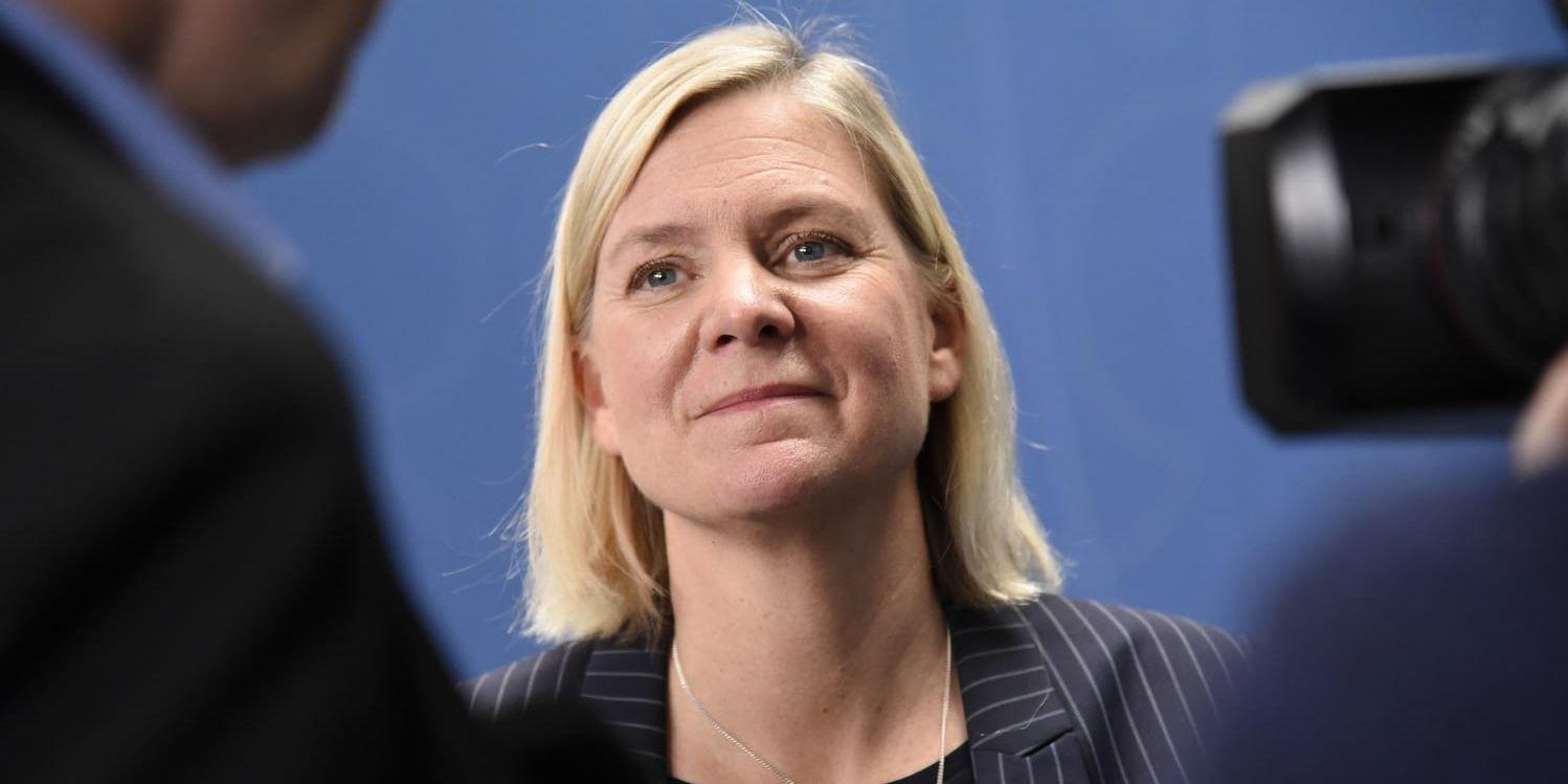 Finansminister Magdalena Andersson (S) får lägga fram en övergångsbudget. Arkivbild.