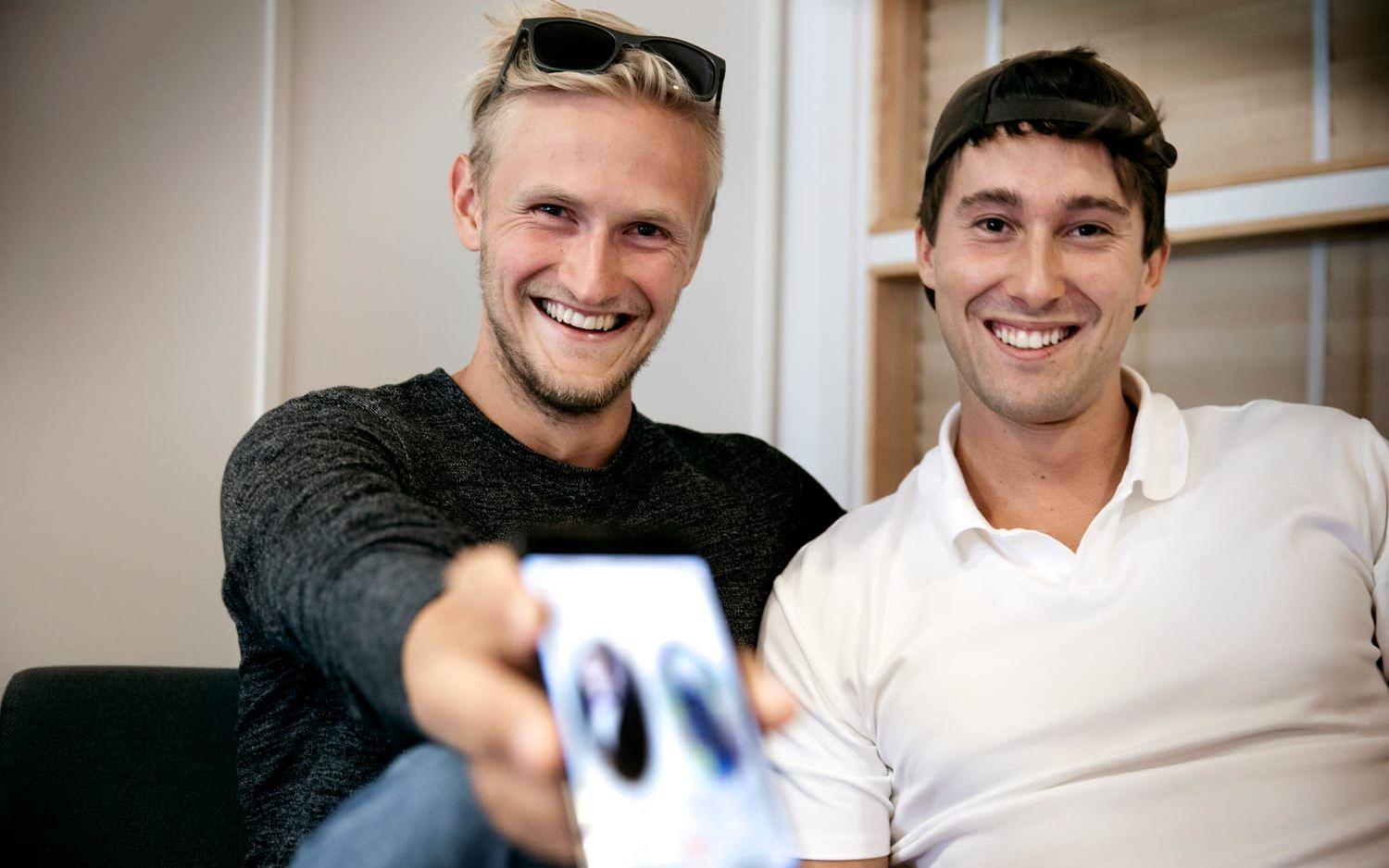 Nils Nordén och Jakob Rockmyr har tillsammans med Sebastian Persson utvecklat dejtingappen Wink. Bild: Per Wahlberg
