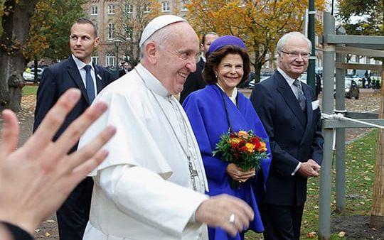Måndagen den 31 oktober deltog kungaparet och påve Franciskus i uppmärksammandet av reformationens 500-årsminne i Lunds domkyrka. Foto: Drago Prvulovic/TT