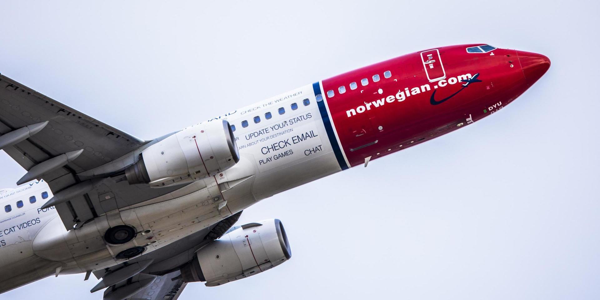 Ett flygplan tillhörande Norwegian. Arkivbild. 