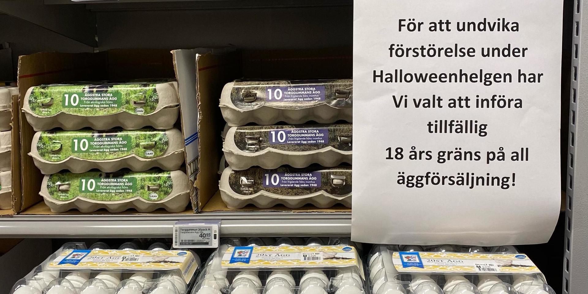 På ICA Kvantum i Stenungsund har man under helgen infört åldersgräns för att köpa ägg.