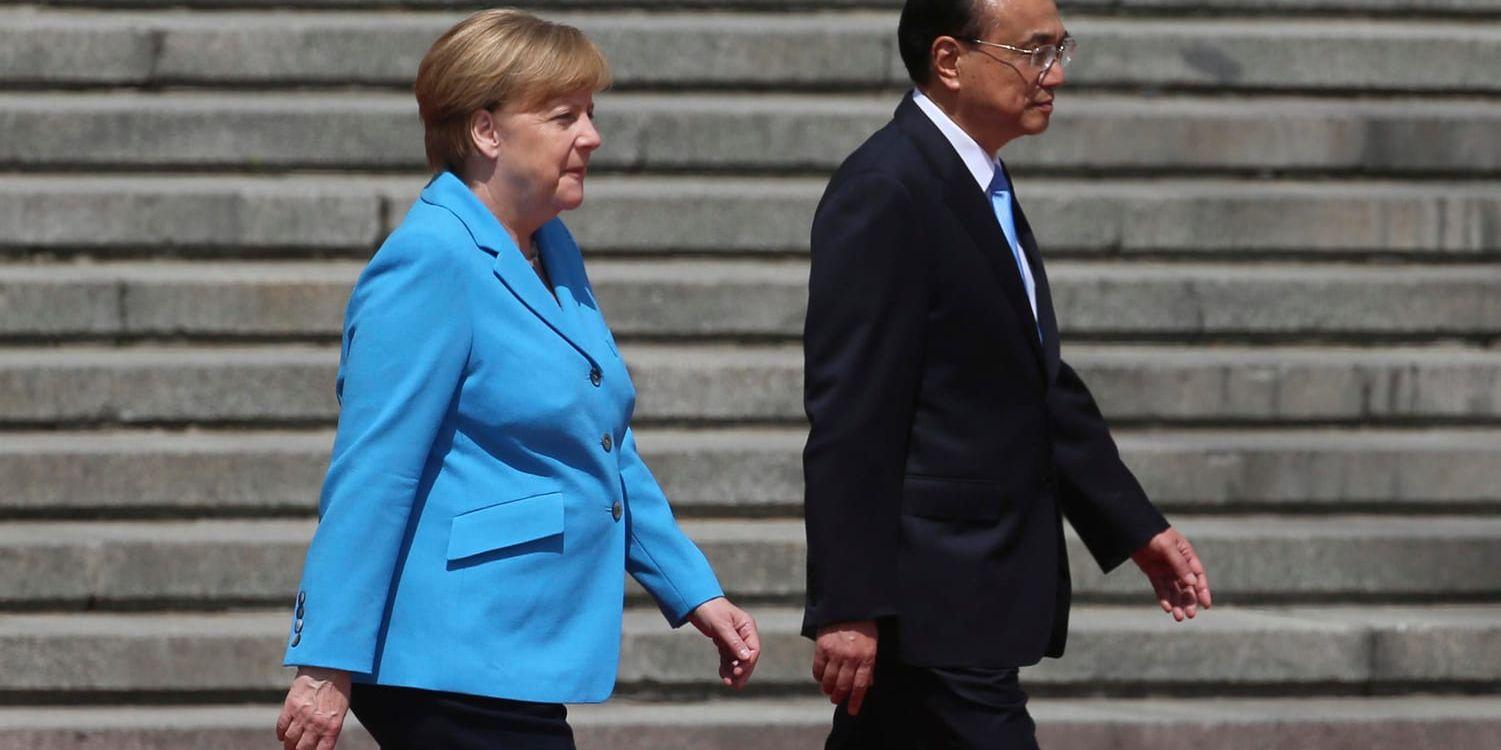 Den tyska förbundskanslern Angela Merkel och Kinas premiärminister Li Keqiang.