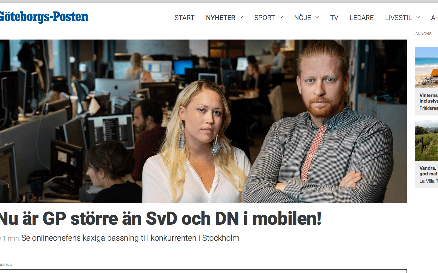 I somras gick GP.se under enskilda perioder om Stockholmstidningarna SvD och DN.
